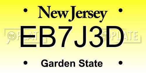 EB7J3D New Jersey License Plate