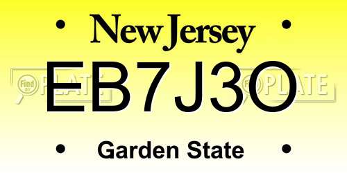 EB7J3O New Jersey License Plate