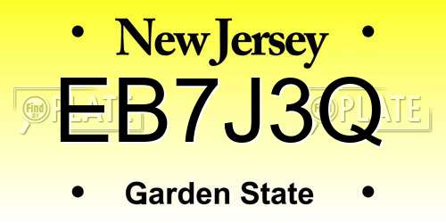 EB7J3Q New Jersey License Plate