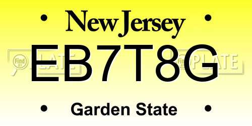 EB7T8G New Jersey License Plate