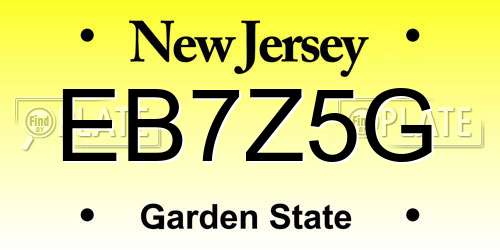 EB7Z5G New Jersey License Plate