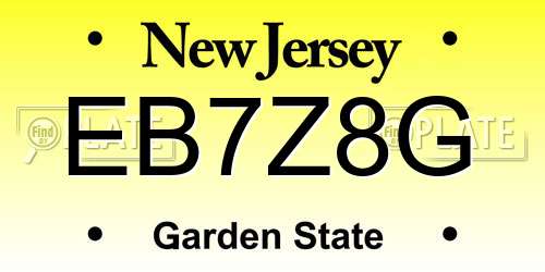 EB7Z8G New Jersey License Plate
