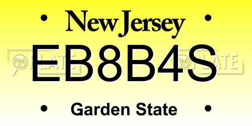 EB8B4S New Jersey License Plate