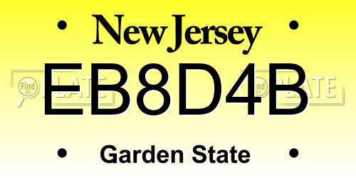 EB8D4B New Jersey License Plate