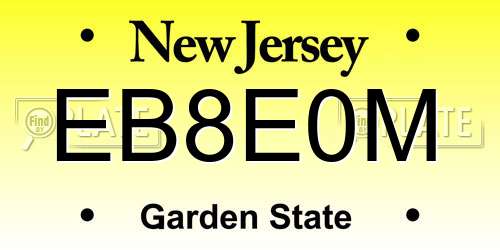 EB8E0M New Jersey License Plate