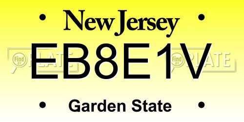 EB8E1V New Jersey License Plate