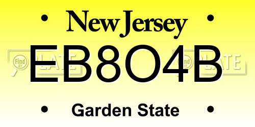 EB8O4B New Jersey License Plate