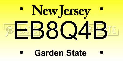 EB8Q4B New Jersey License Plate