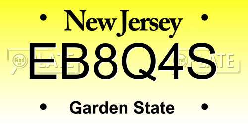 EB8Q4S New Jersey License Plate
