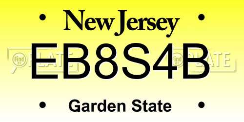 EB8S4B New Jersey License Plate