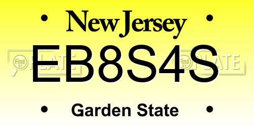 EB8S4S New Jersey License Plate