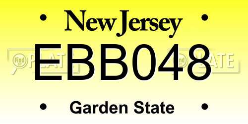 EBB048 New Jersey License Plate