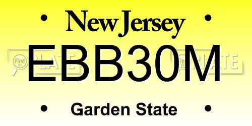 EBB30M New Jersey License Plate