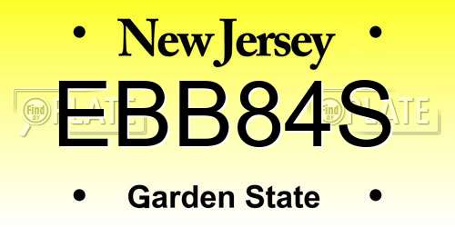 EBB84S New Jersey License Plate