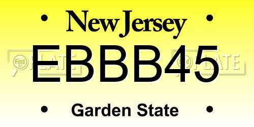 EBBB45 New Jersey License Plate