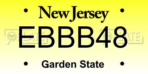EBBB48 New Jersey License Plate