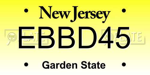 EBBD45 New Jersey License Plate
