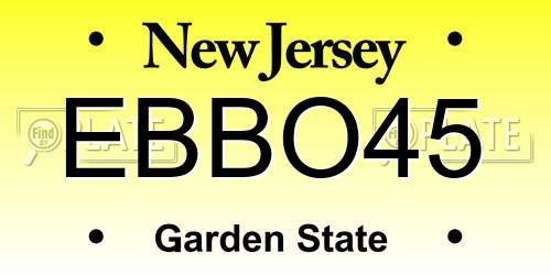 EBBO45 New Jersey License Plate