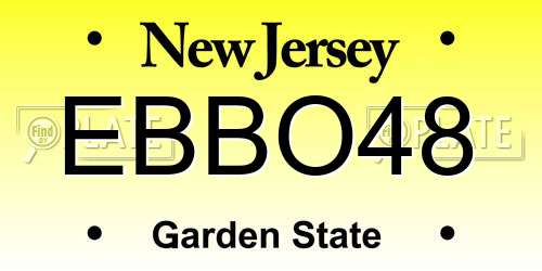 EBBO48 New Jersey License Plate