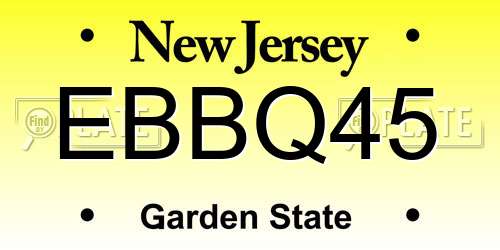EBBQ45 New Jersey License Plate