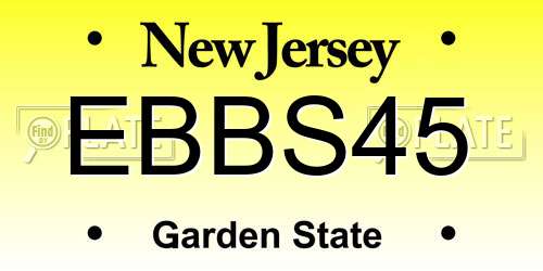 EBBS45 New Jersey License Plate