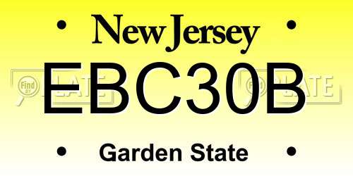 EBC30B New Jersey License Plate