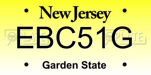 EBC51G New Jersey License Plate