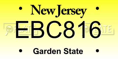 EBC816 New Jersey License Plate