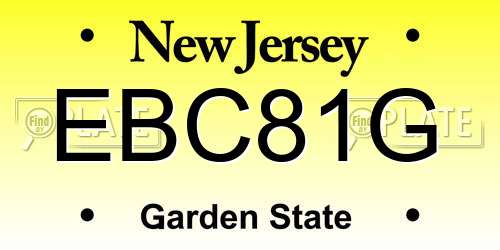 EBC81G New Jersey License Plate