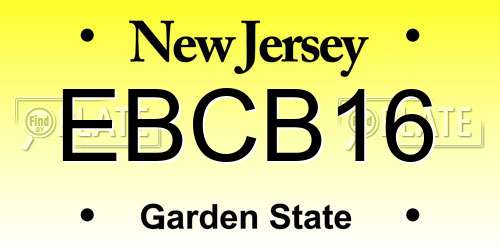 EBCB16 New Jersey License Plate