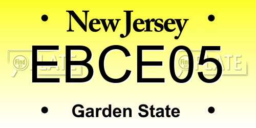 EBCE05 New Jersey License Plate