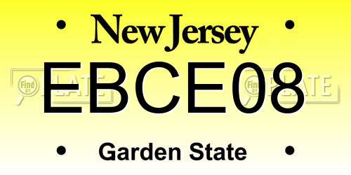 EBCE08 New Jersey License Plate