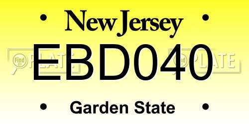 EBD040 New Jersey License Plate