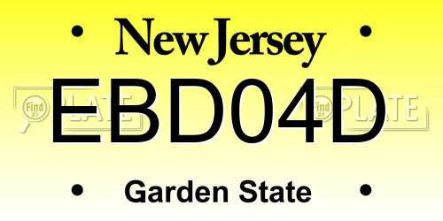 EBD04D New Jersey License Plate