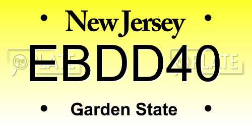 EBDD40 New Jersey License Plate