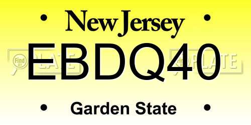 EBDQ40 New Jersey License Plate