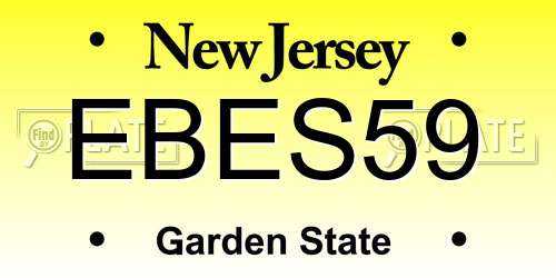 EBES59 New Jersey License Plate