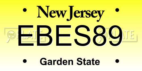 EBES89 New Jersey License Plate