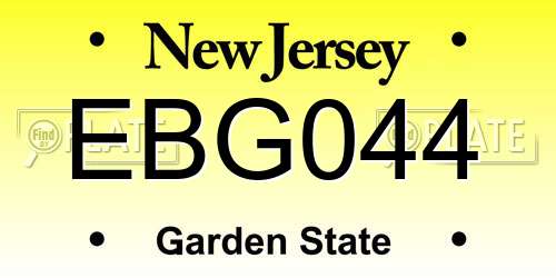 EBG044 New Jersey License Plate