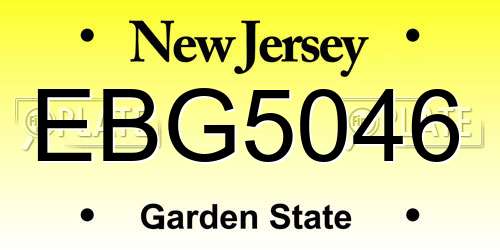 EBG5046 New Jersey License Plate
