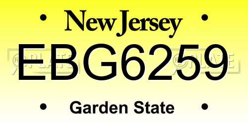 EBG6259 New Jersey License Plate