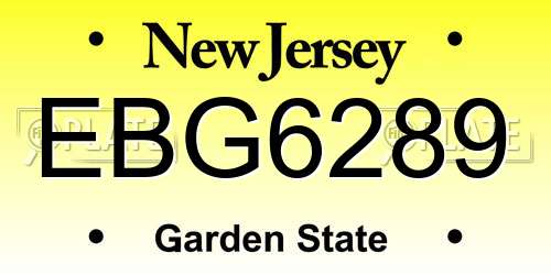 EBG6289 New Jersey License Plate