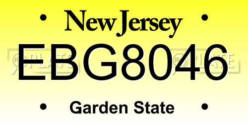EBG8046 New Jersey License Plate