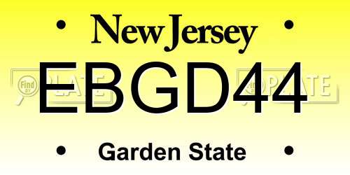 EBGD44 New Jersey License Plate