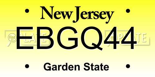 EBGQ44 New Jersey License Plate