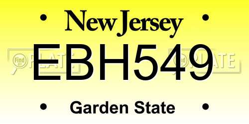 EBH549 New Jersey License Plate