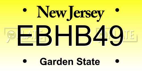 EBHB49 New Jersey License Plate