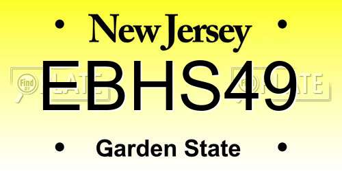 EBHS49 New Jersey License Plate