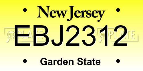 EBJ2312 New Jersey License Plate