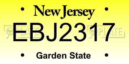 EBJ2317 New Jersey License Plate